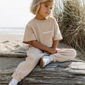 Kids Beige Sweatpants and T-shirt